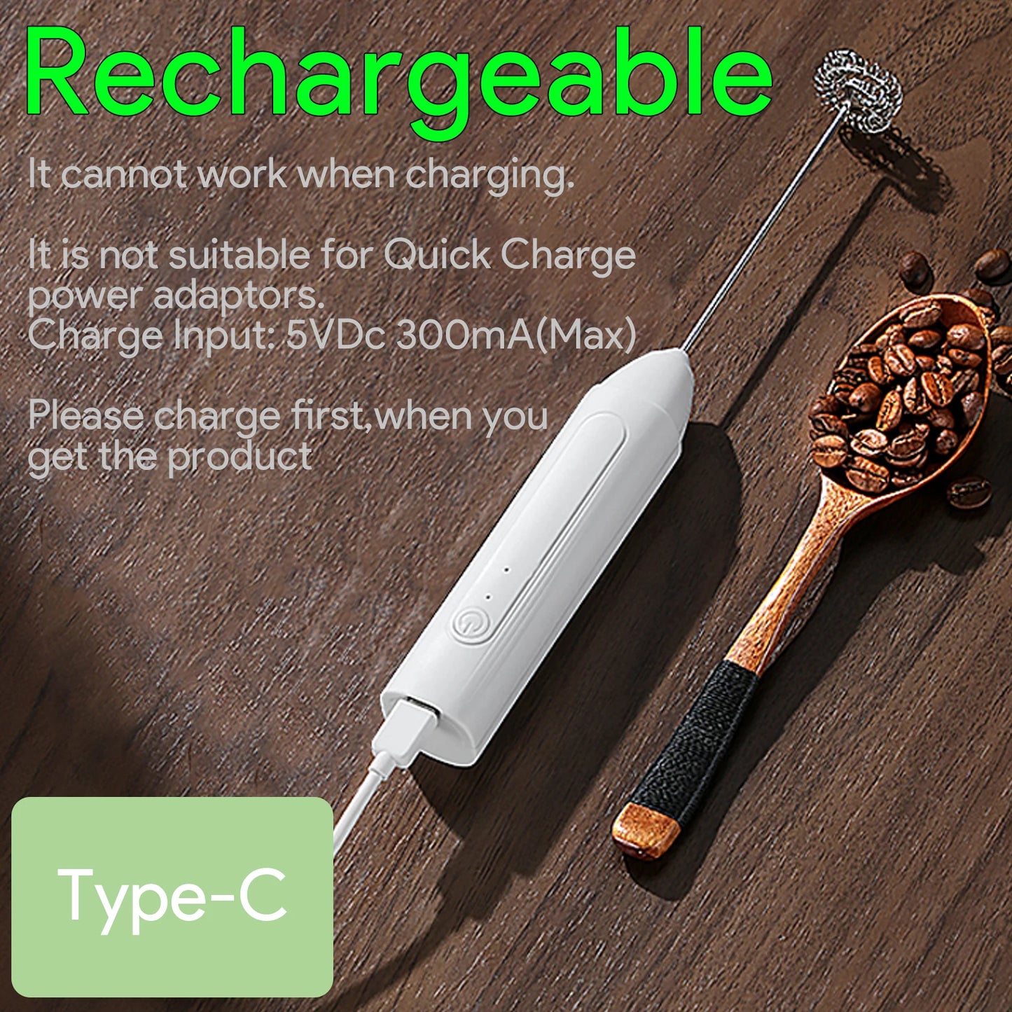 Handheld Egg Beater 3 Speeds Electric Milk Frother USB Rechargeable