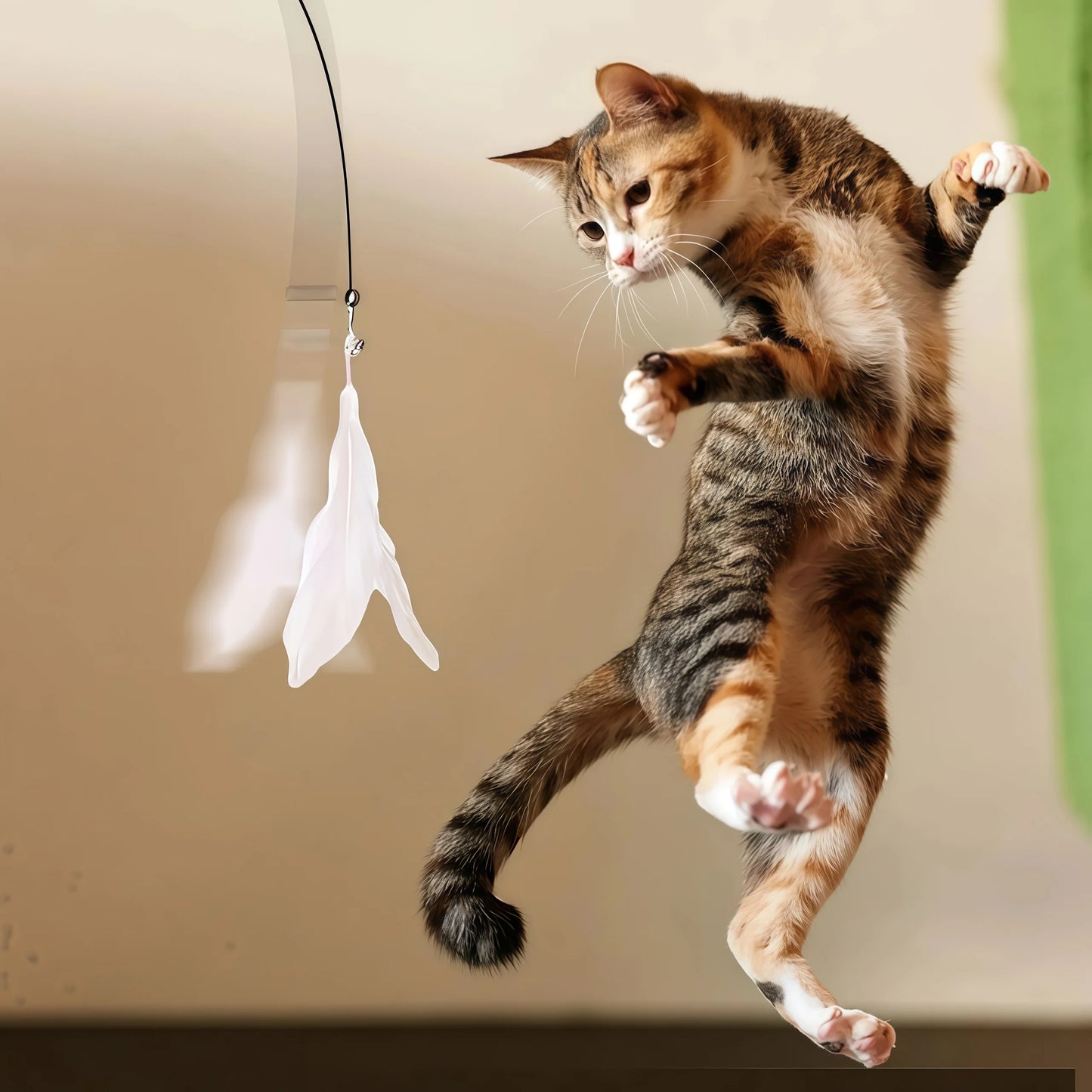 Cat Teaser Toy Cat Teaser Pole With Feather Bell Extended Rod Suction