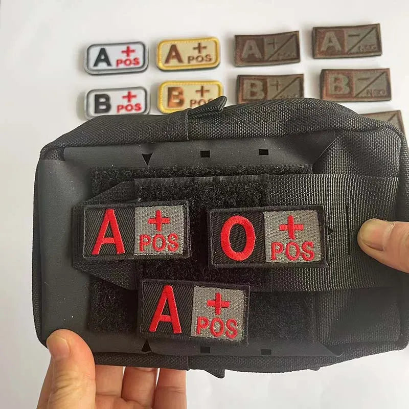 5*2.5CM Small Patch with Hook and Loop Blood Type A B AB O POS NEG