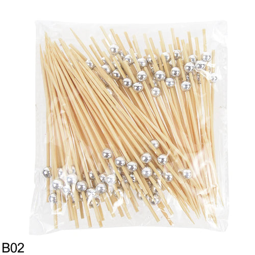 100Pcs Disposable Bamboo Skewers Food Picks Buffet Cupcake Fruit