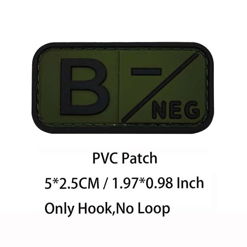 Small Patch with Hook,PVC Blood Type A B AB O POS NEG Emblemen,Patches