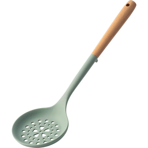 Silicone Kitchen Utensils Set Wooden Handle Non-stick Spatula Cookware