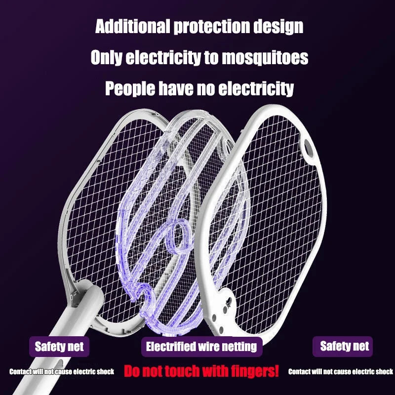 Upgraded 3000V Mosquito Swatter with TYPE-C Charging, 3 in 1 Electric