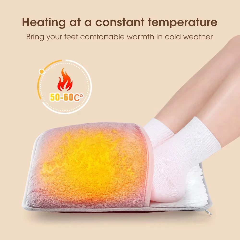 Winter Electric Foot Heating Pad USB Charging Soft Plush Washable Foot