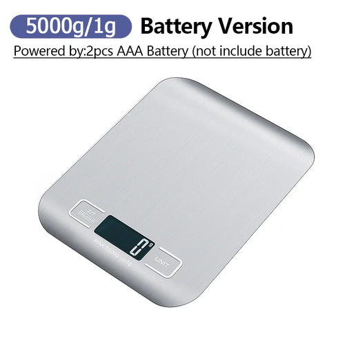 5kg/10kg Rechargeable Kitchen Scale LCD Display Stainless Steel