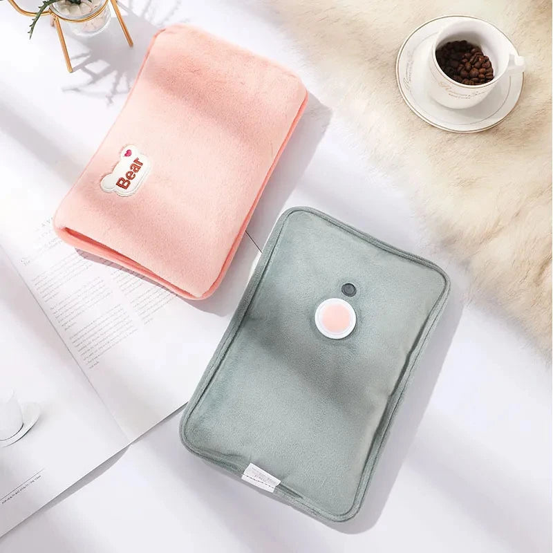 Electric Hot Water Bag Reusable Plush Hot Water Bottle EU Plug