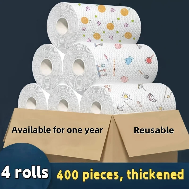 50 100pcs/roll Dishcloth Absorbent Thickened Kitchen Paper Dry Wet Use
