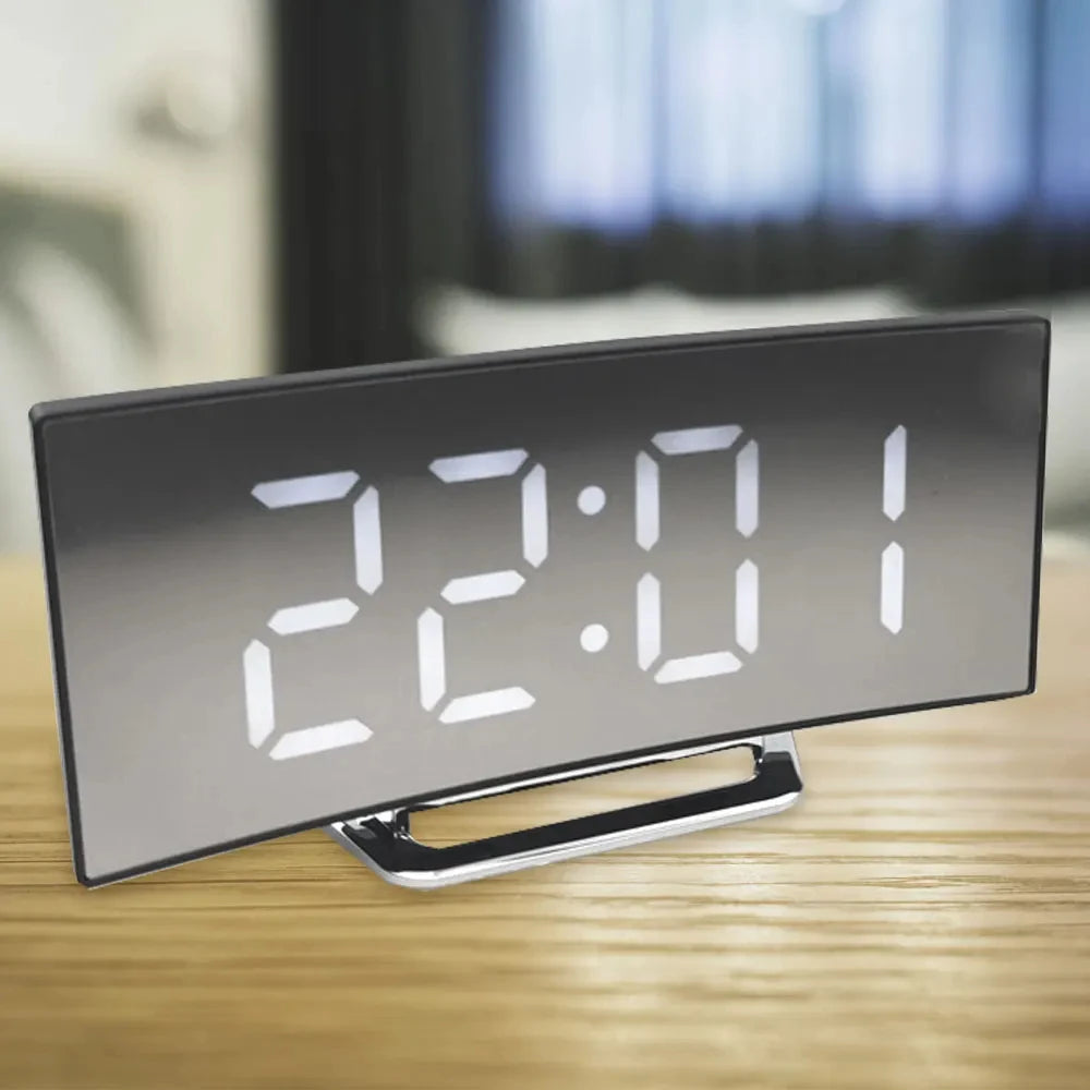 Curved Screen Clock Digital Led Alarm Clock with Temperature Display