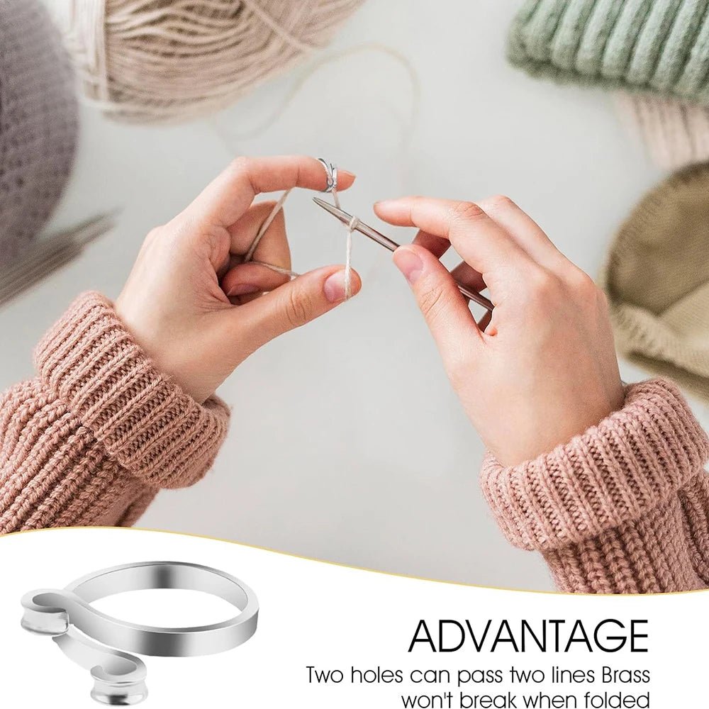 2pcs Adjustable Knitting Crochet Loop Ring Knittied Yarn Guide Finger