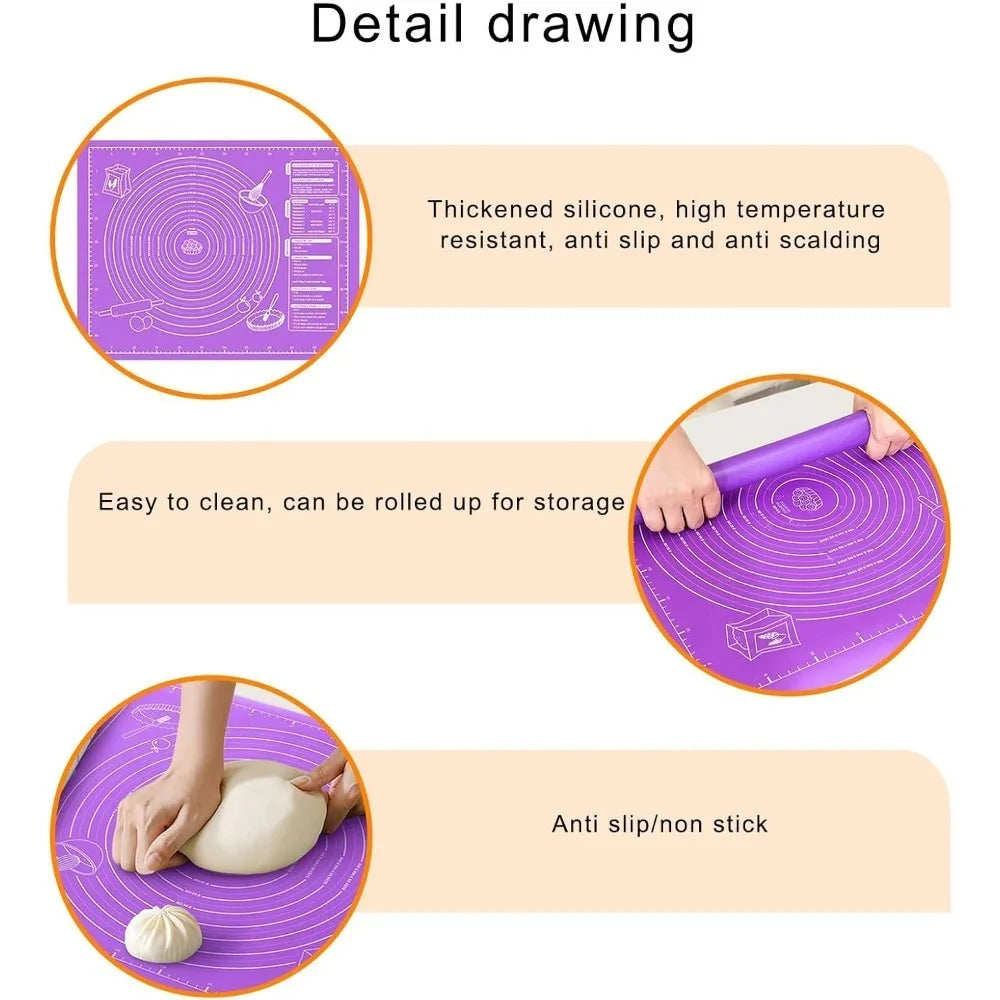 Food gradePlasticRolling Mat with Measuring Tool Non slip Kneading