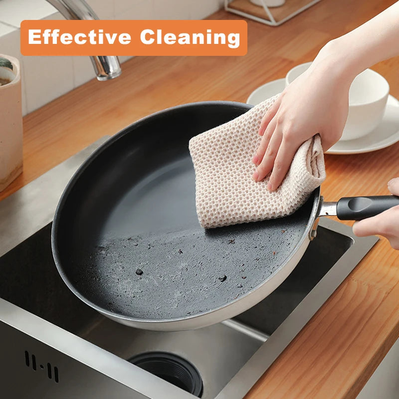 Cotton Towel Soft Absorbent Dishcloth Kitchen Dish Rags Honeycomb