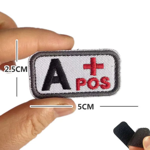 5*2.5CM Small Patch with Hook and Loop Blood Type A B AB O POS NEG