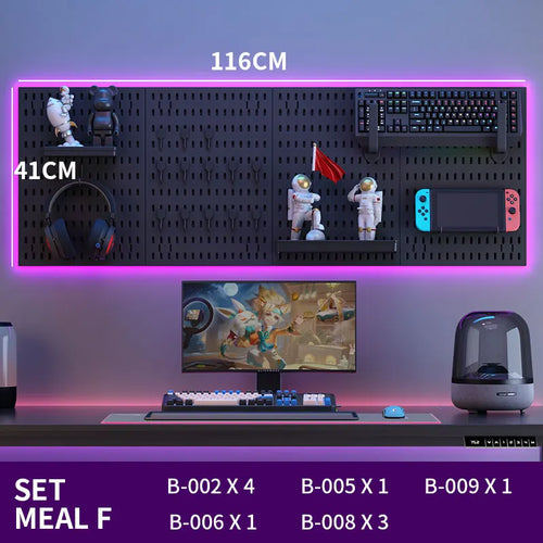 No-Drill Gaming Room Pegboard, Wall Organizer for Controller,