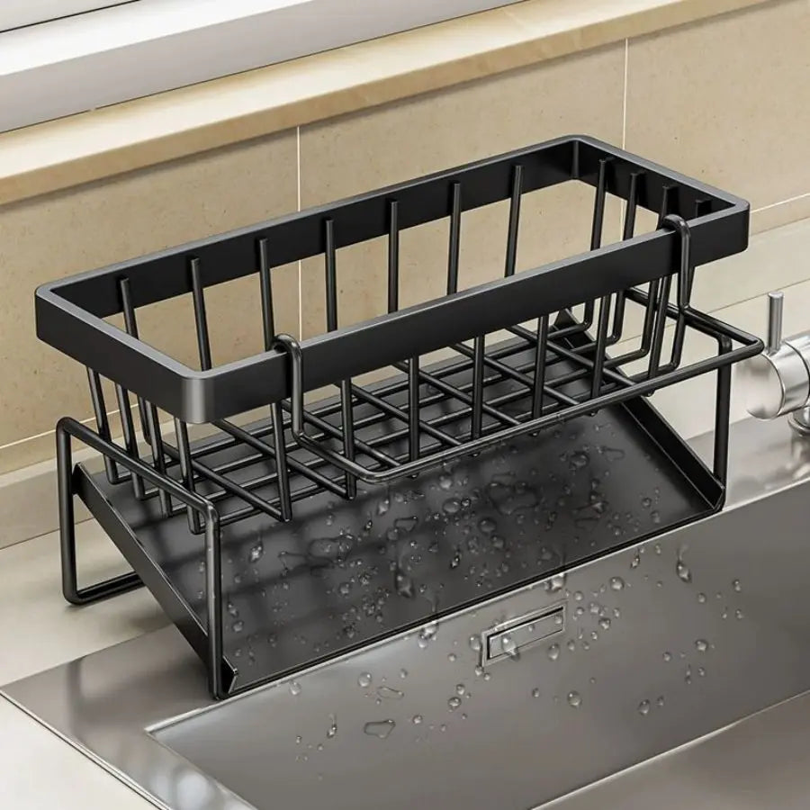YUJI Stainless Steel Drain Basket Kitchen Storage Rack with Sponge