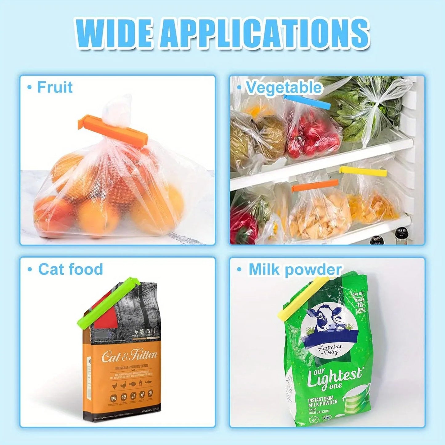 5-100PCS Food Snack Bag Sealing Plastic Clips For Packages Kitchen