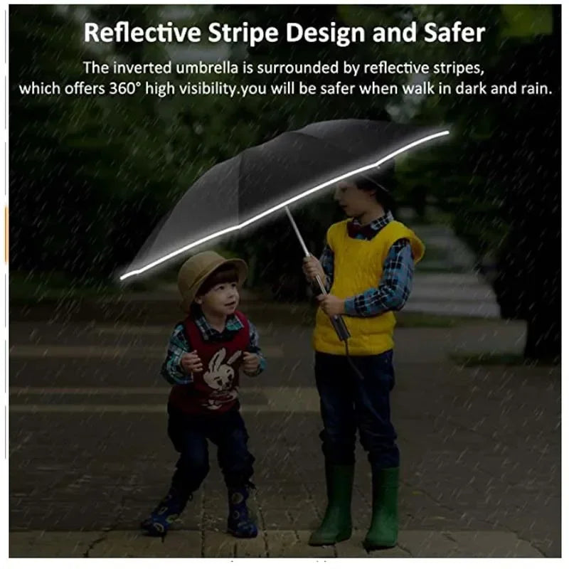 Men Women Umbrella  Fully Automatic Reverse Folding Umbrella with
