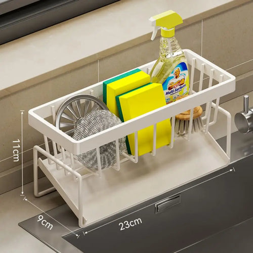 YUJI Stainless Steel Drain Basket Kitchen Storage Rack with Sponge