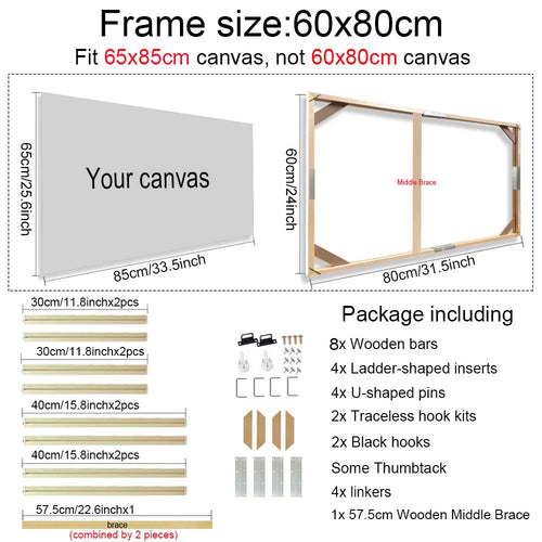 30x40 40x50 60x90cm Canvas Frame Wooden Frames Wooden Photo Oil