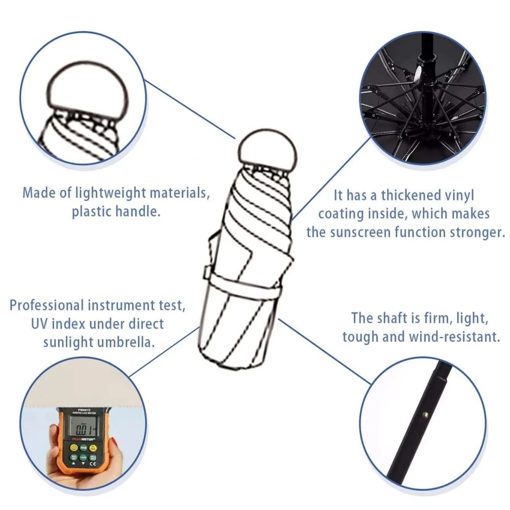 1pc Anti-Uv Mini Umbrella For Sunny And Rainy Days, Portable With Uv