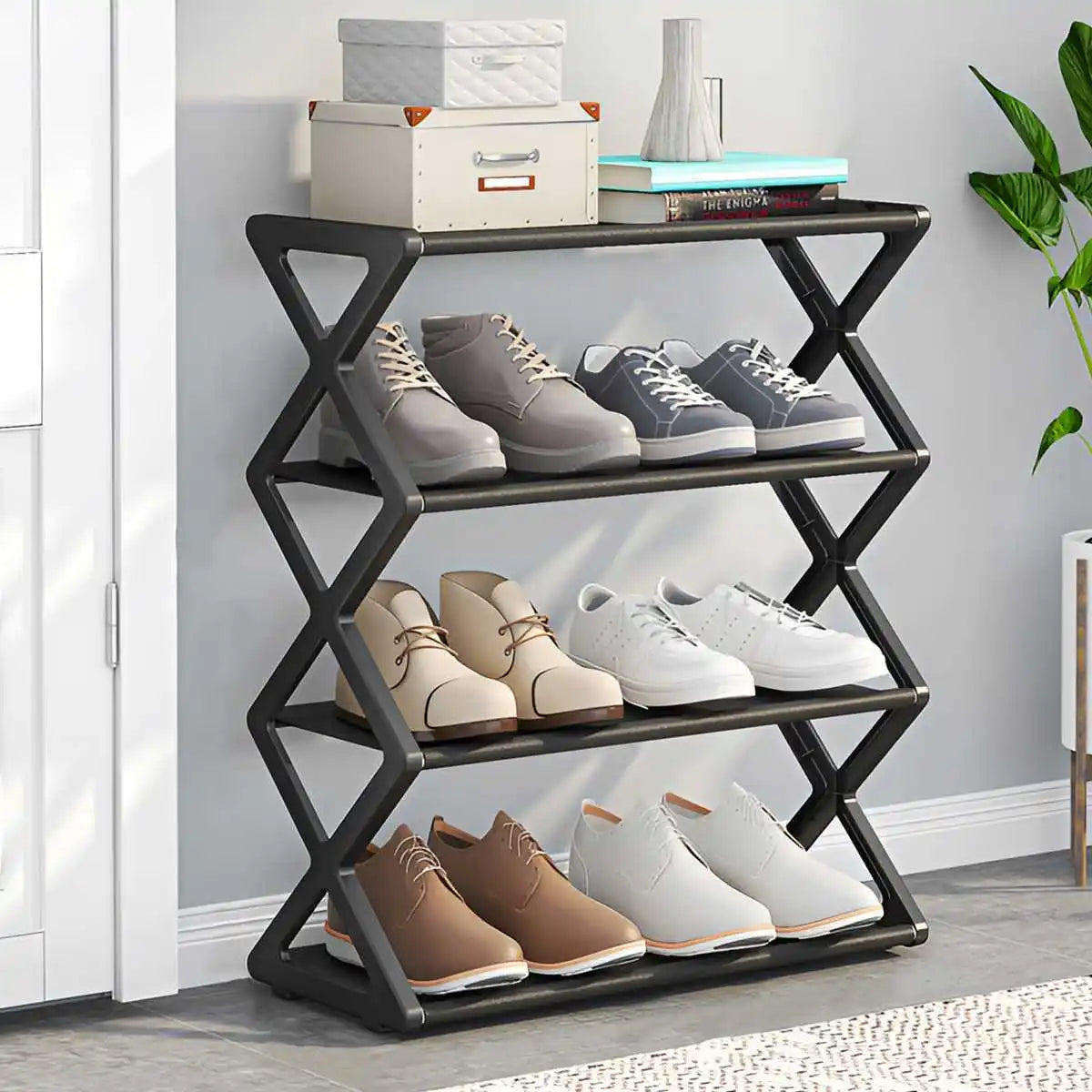 4-Tier Foldable Shoe Rack Dorm Rooms Boxed version Multifunctional