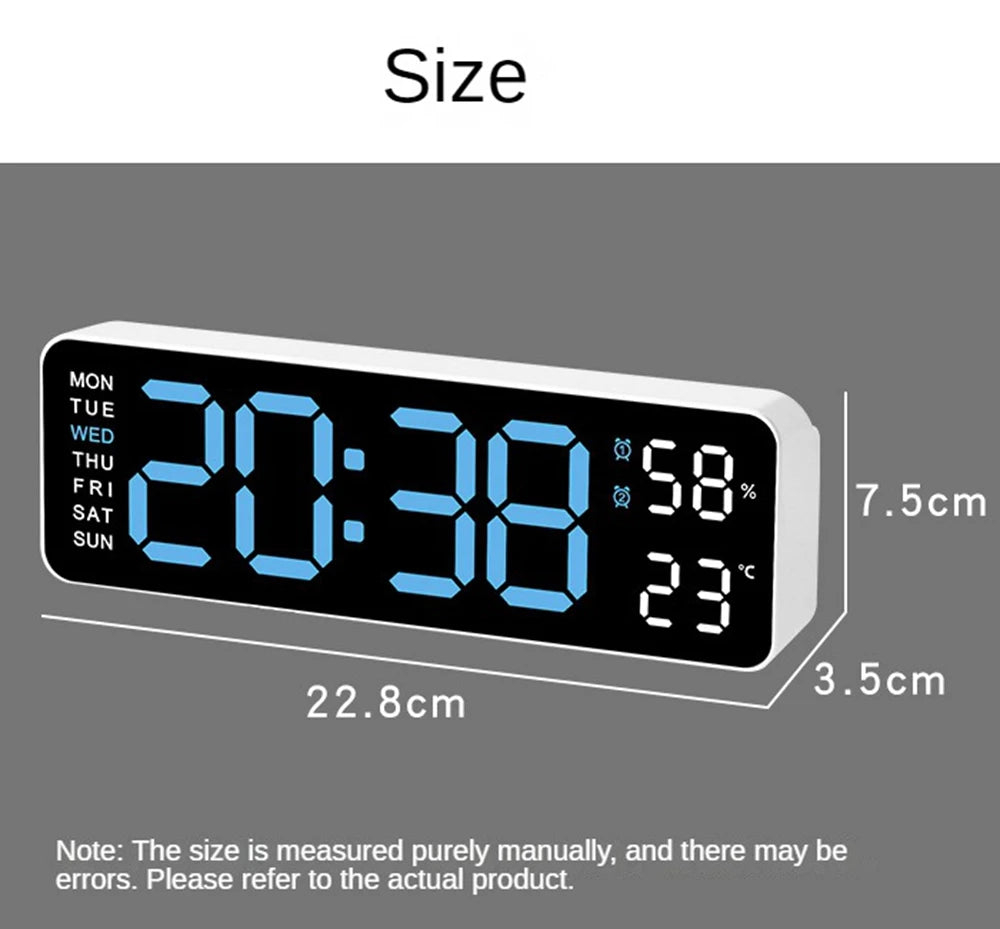 Large Digital Wall Clock Temperature and Humidity Week Display