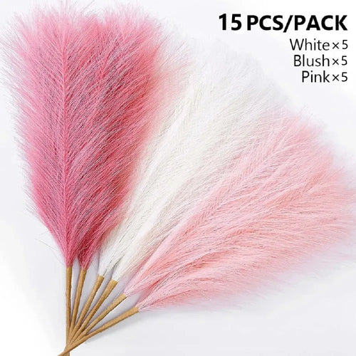15Pc 55CM Artificial Pampas Grass Decor Bohemian Reed for DIY Floral
