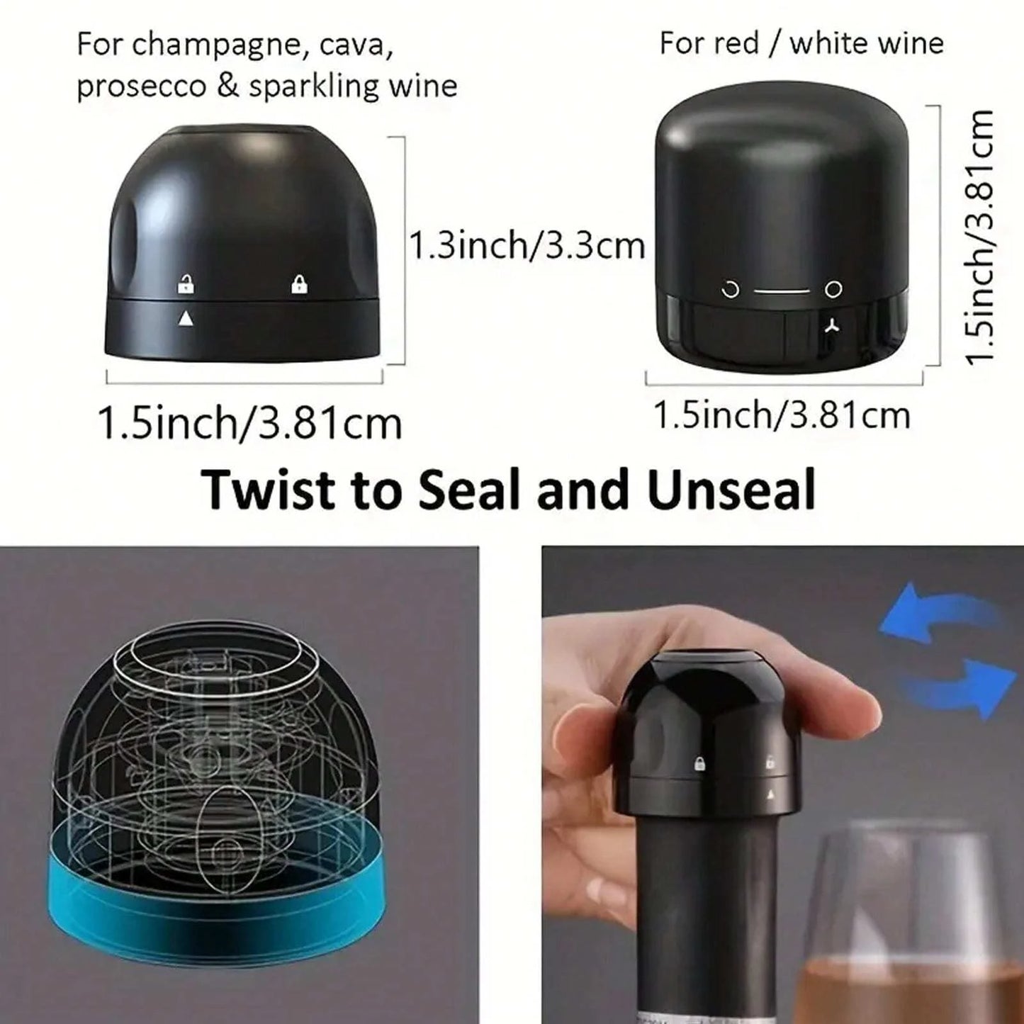 1pc Black Domestic Kitchen Sealing Red Wine Bottles Stoppers Mini