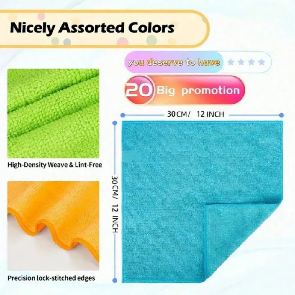 1/3/5/10Pcs Microfiber Cleaning Cloth Set Multi-color Soft