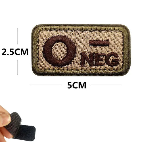 5*2.5CM Small Patch with Hook and Loop Blood Type A B AB O POS NEG
