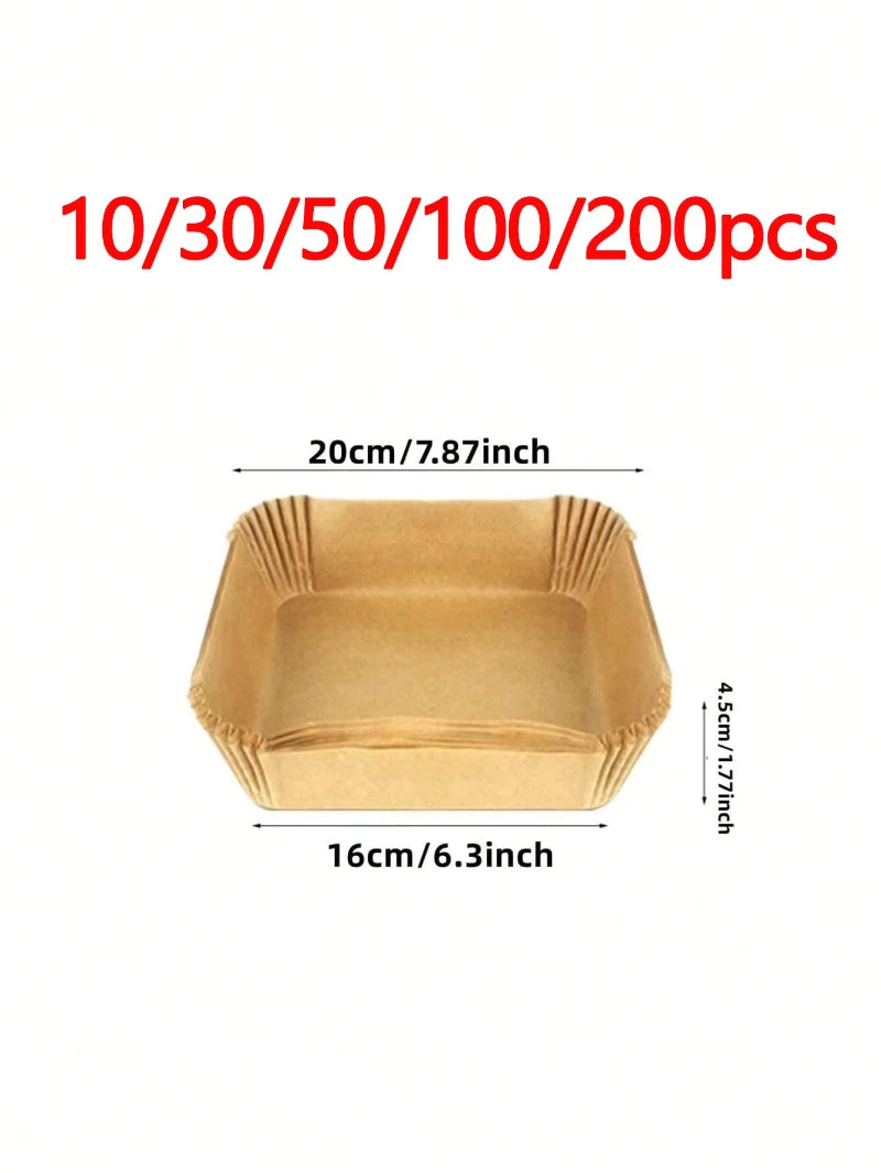 10-200pcs Air Fryer Disposable Paper Liner Square Air Fryer Liner Oil