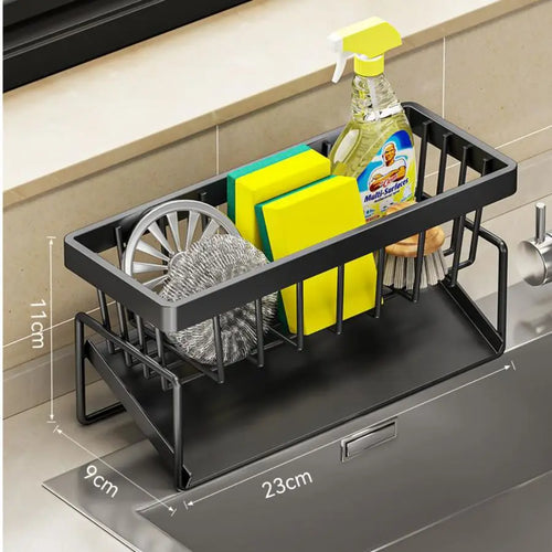 YUJI Stainless Steel Drain Basket Kitchen Storage Rack with Sponge
