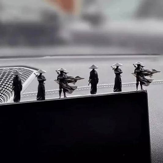 6Pcs/set Mini Chinese Swordsman Figure Exquisite Ancient Car Statue