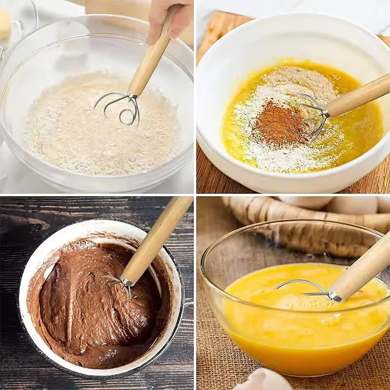 Large Hand Danish Dough Whisk Bread Mixer Stainless Steel Cake Pastry