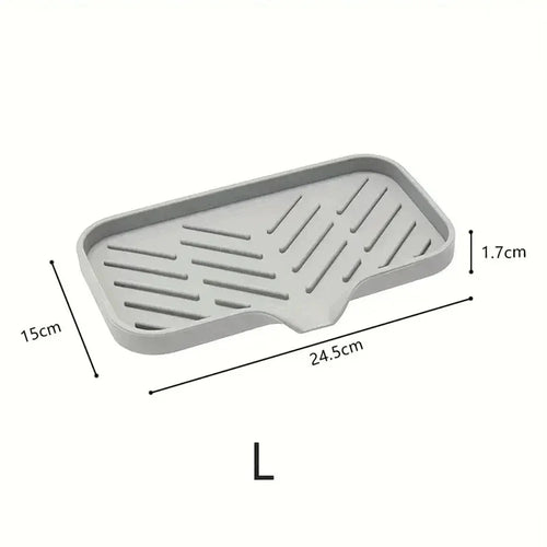 Sink Silicone Tray with Drain Soap Sponge Storage Holder Countertop