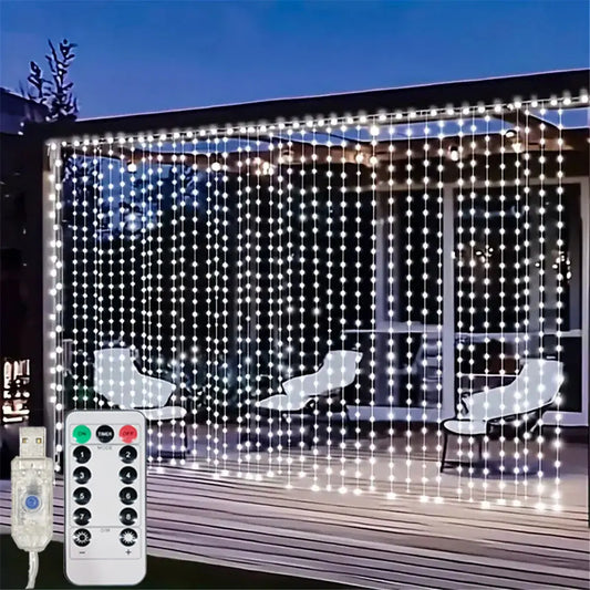 3/6M USB LED Curtain 8Modes Remote Control Lights Holiday Wedding