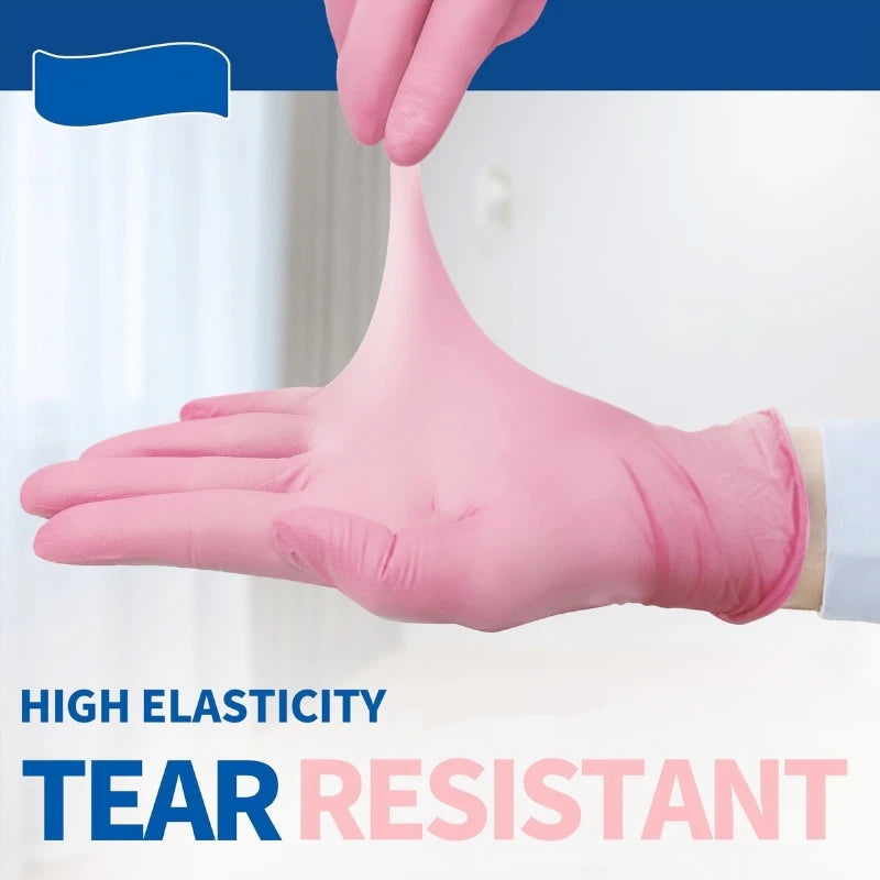 20/50/100PCS Pink Nitrile Disposable Gloves 3.5mil Latex Free