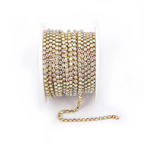 1Yard 10Yards/roll SS6-SS16 Glitter Crystal Rhinestone Chain Sew-On
