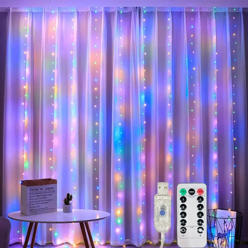 3/6M USB LED Curtain 8Modes Remote Control Lights Holiday Wedding