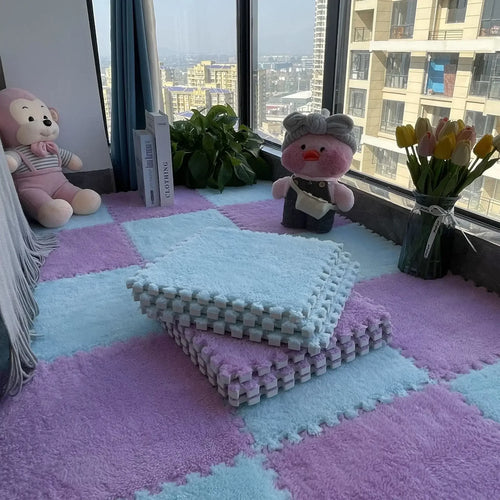 30*30CM Soft Plush Children Kids Rug Play Mat Puzzle Carpet Warm