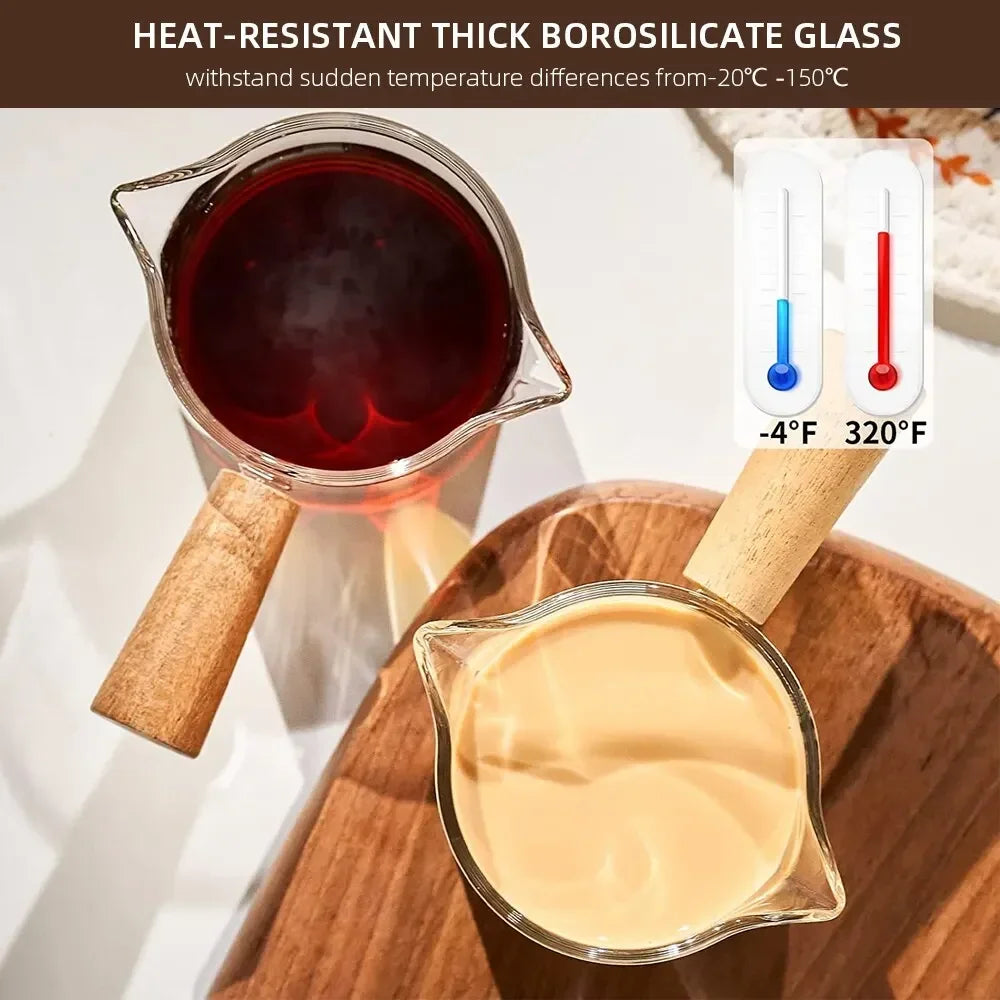 Glass Measuring Cup With Wood Handle 1pc Glass Espresso Measuring Cup