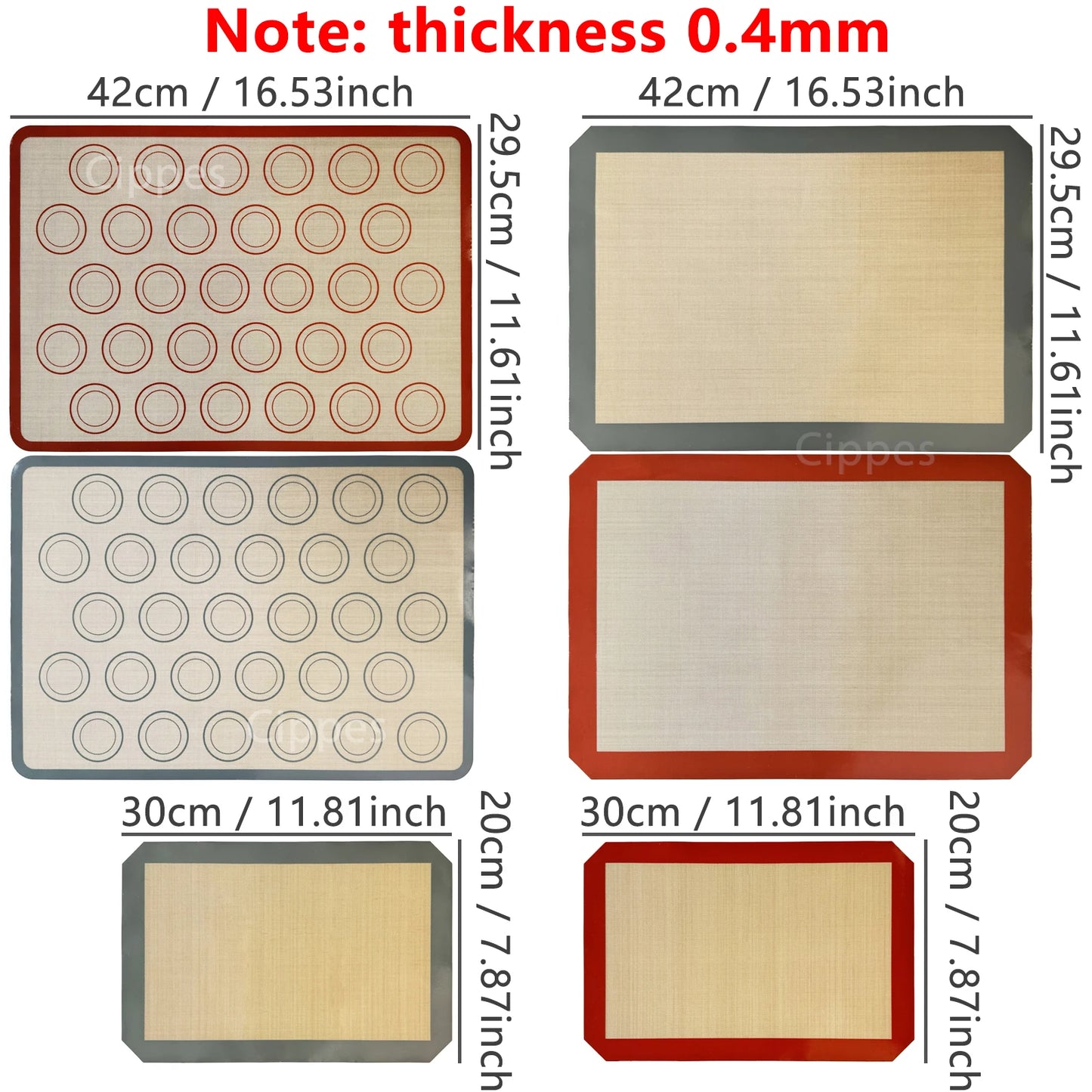 1PC Silicone Baking Mat for Oven, Thin 0.4mm, Reusable Non Stick Heat