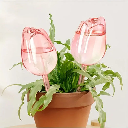 Pink tulip plant watering balls, suitable for indoor and outdoor