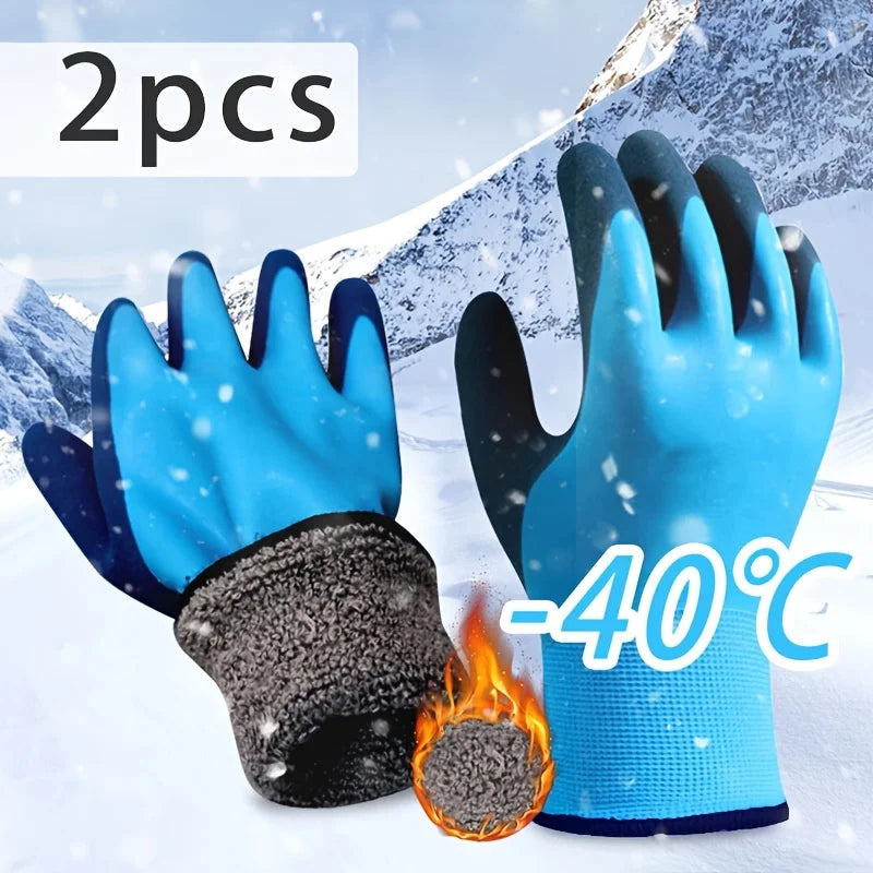 1 pair of men's cold and waterproof winter work gloves, warm and