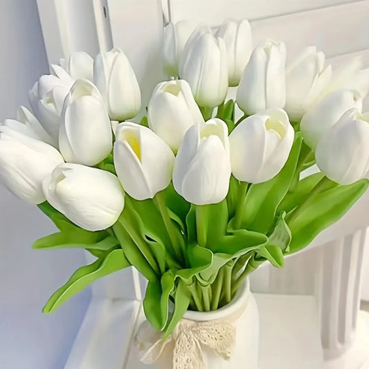 10Pcs Artificial Flower Realistic Touch Tulip Scrapbooking Vase Home