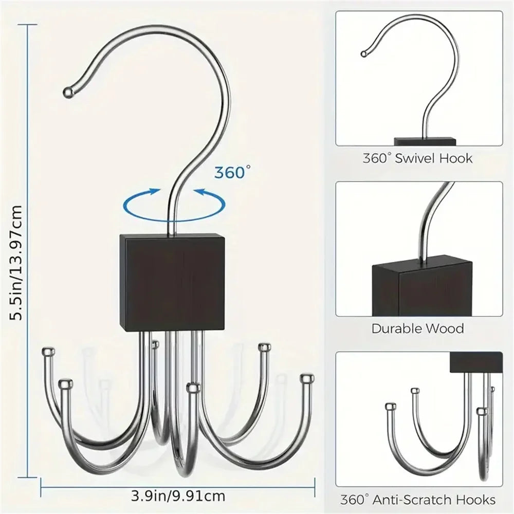 1/5pcs 360° Rotating Storage Hanger Hook Multi-Claw Bag Metal Belts