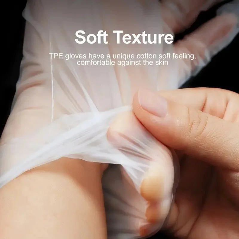 100PCS Disposable TPE Gloves Kitchen Bathroom Restaurant Camping