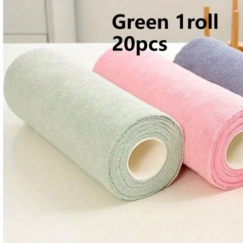 1 roll/20 reusable microfiber cleaning cloths - kitchen towels, multi