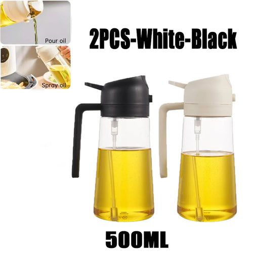 New 470ml Oil Spray Pot 2-in-1 Plastic Household Kitchen Oil Bottle