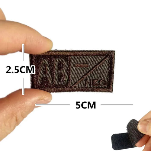 5*2.5CM Small Patch with Hook and Loop Blood Type A B AB O POS NEG