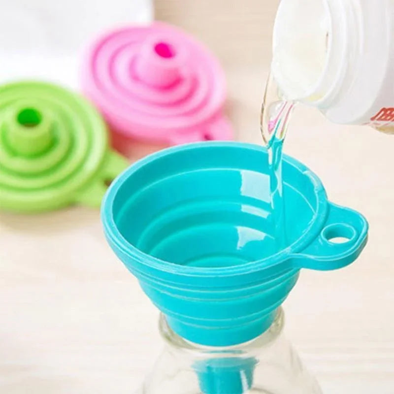 1pc Mini Silicone Gel Foldable Collapsible Style Funnel Hopper Kitchen